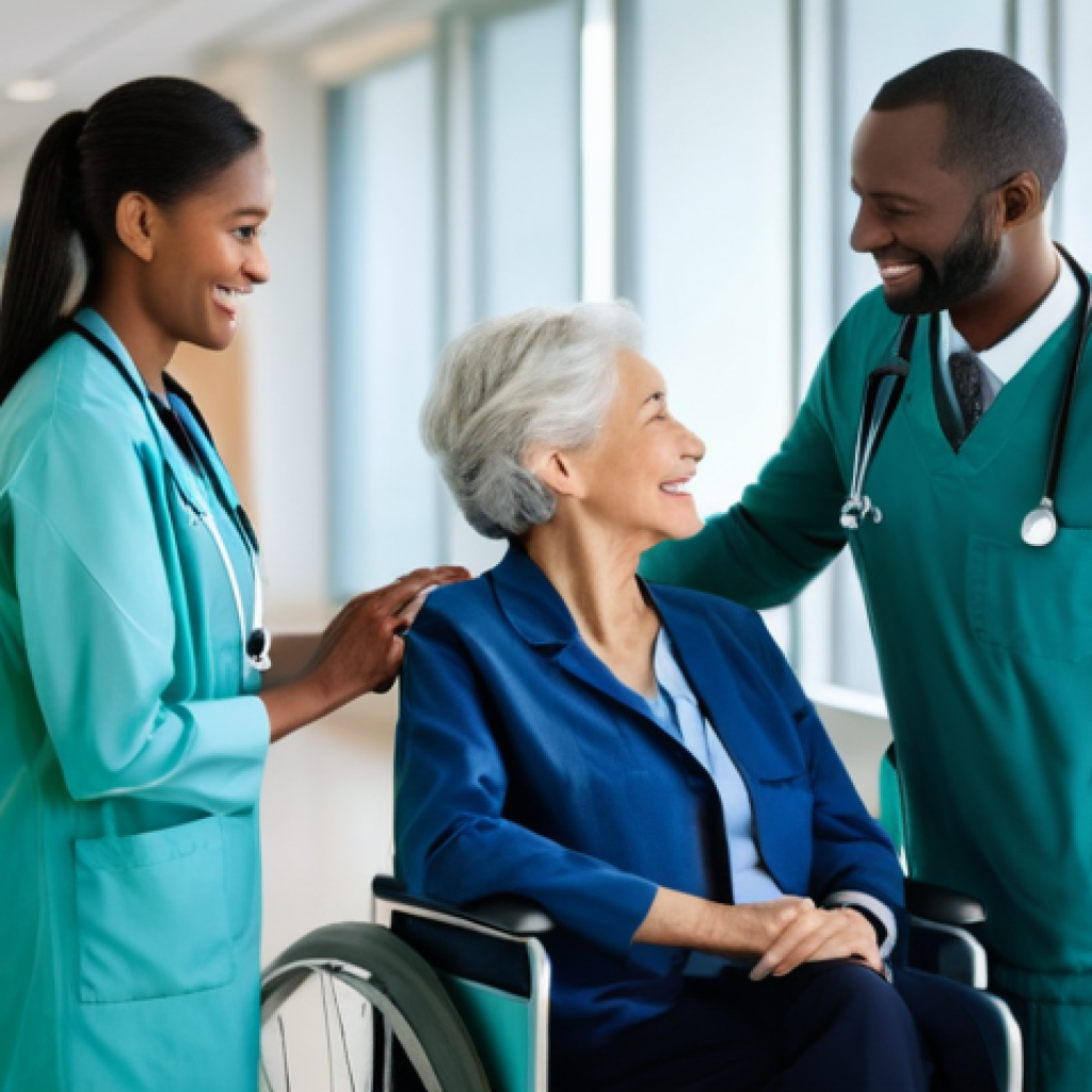 건강관리사 초보자를 위한 자기소개서 작성법 - **Prompt:** A diverse group of four healthcare professionals – two women and two men – in a brightly...