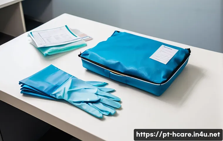 건강관리사 실기 시험 시 주의사항 - A well-organized healthcare professional&rsquo;s bag neatly packed on a table, containing essential items ...